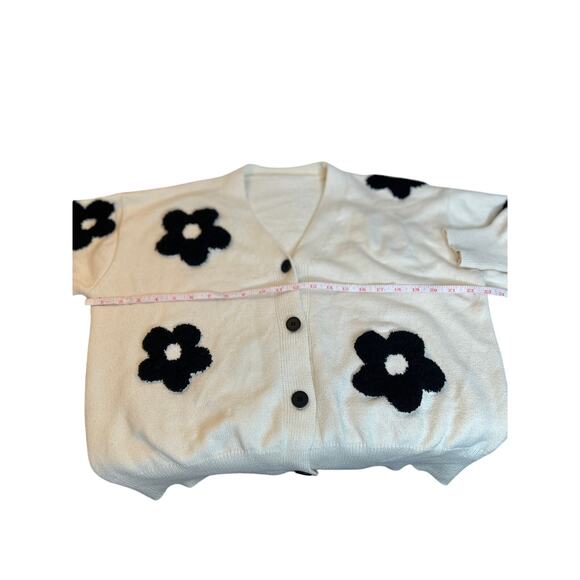 Cider Chunky Slouchy 3D Floral Button Down Cardigan Size XL Y2K - Picture 7 of 8